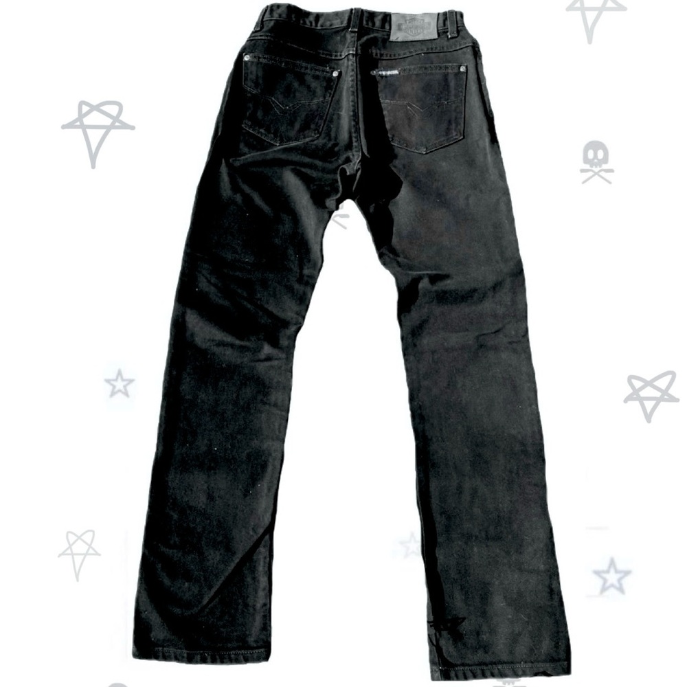 Harley-Davidson Black Denim Jeans Men’s 30 Bootcut Moto Biker Style Y2K Gothic - Picture 2 of 8